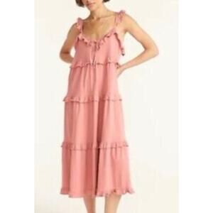 J.Crew Size Medium Dusty Pink Tiered Ruffle Sundress